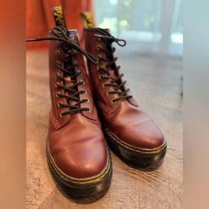 Dr. Martens Women's Burgundy Leather Boots